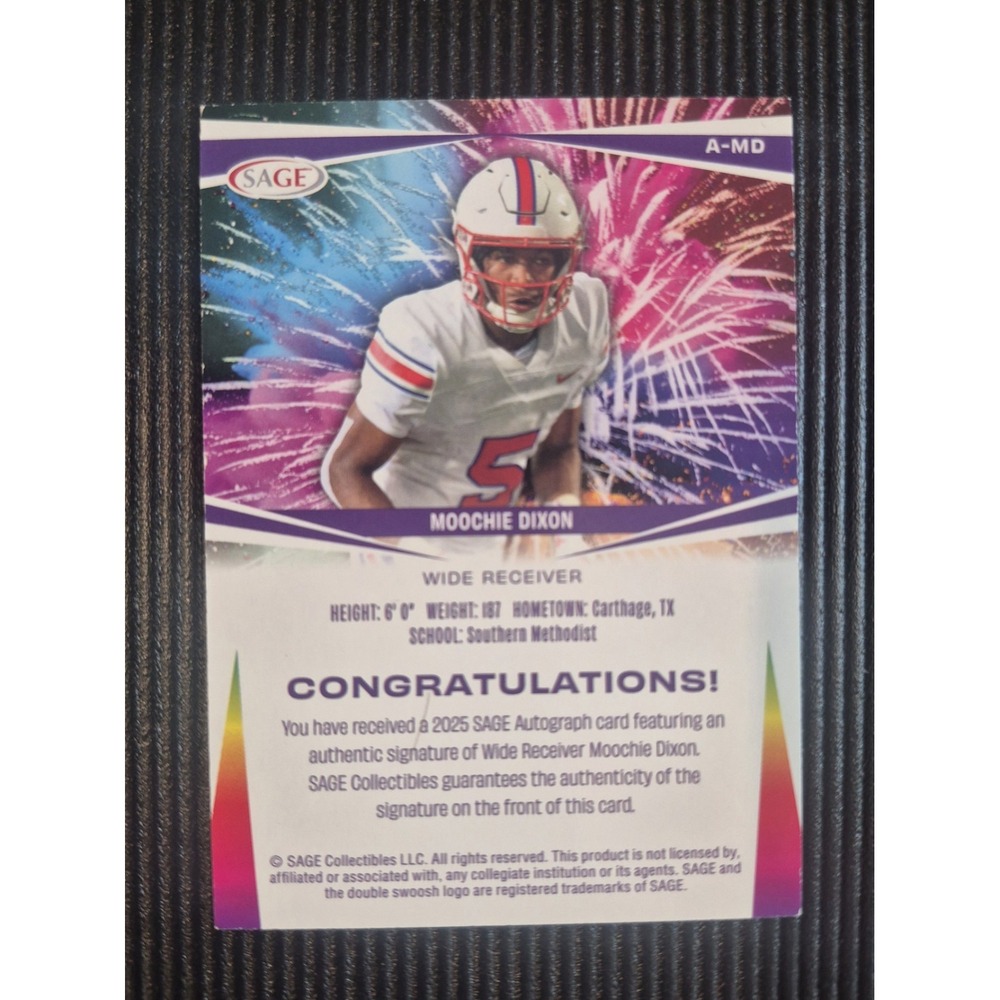 2024 Sage Low Series Moochie Dixon #A-MD Red Auto New Orleans Saints (AU) - Picture 8 of 8